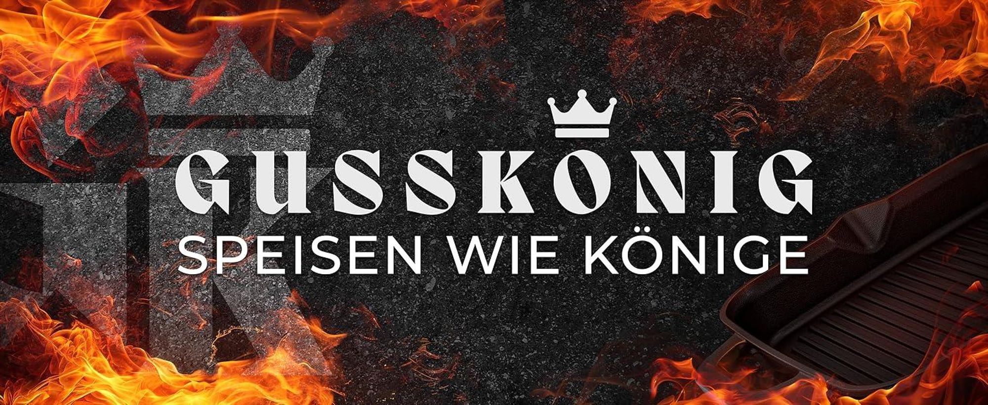 GUSSKÖNIG Logo mit Flammen – Speisen wie Könige im hochwertigen Dutch Oven.
