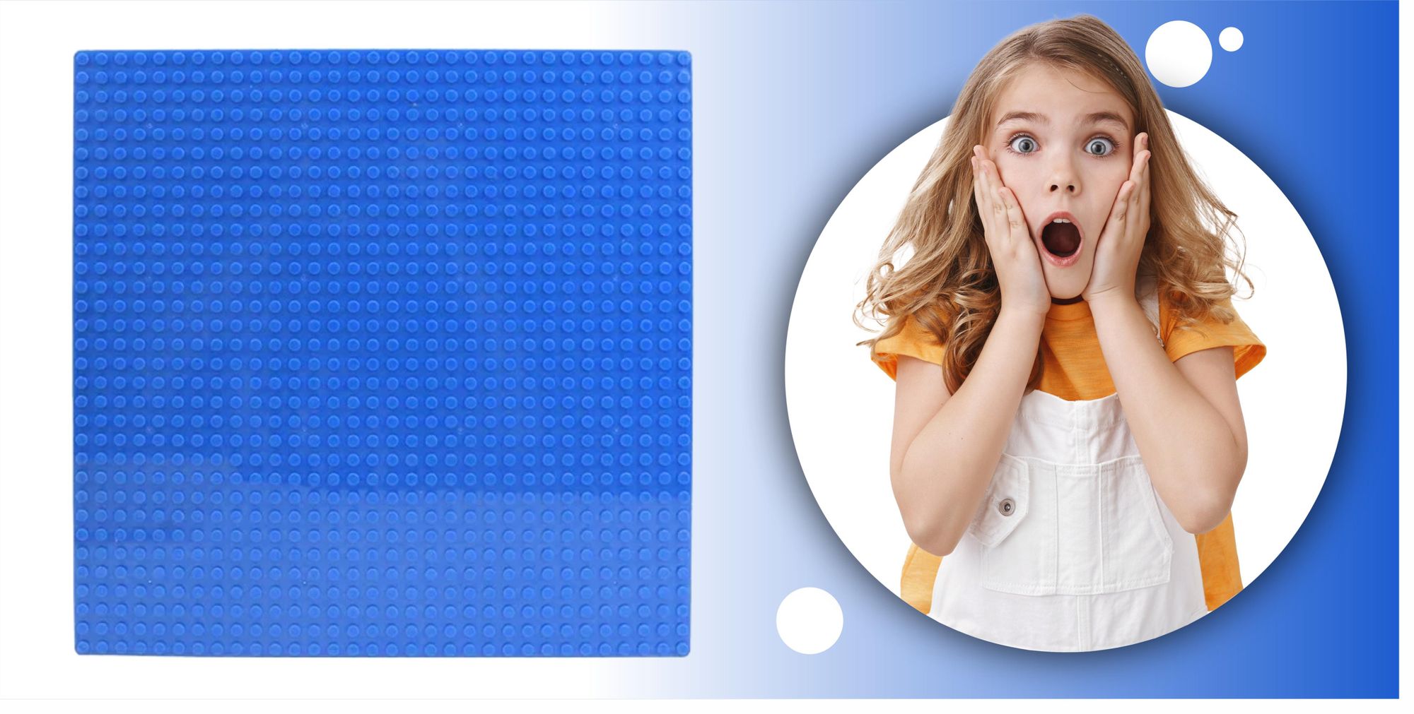 Bauplatte 32x32 Noppen für Bausteine, Grundplatte kompatibel mit allen führenden Marken, 25,5 x 25,5 cm, EVI KIDS, Blau