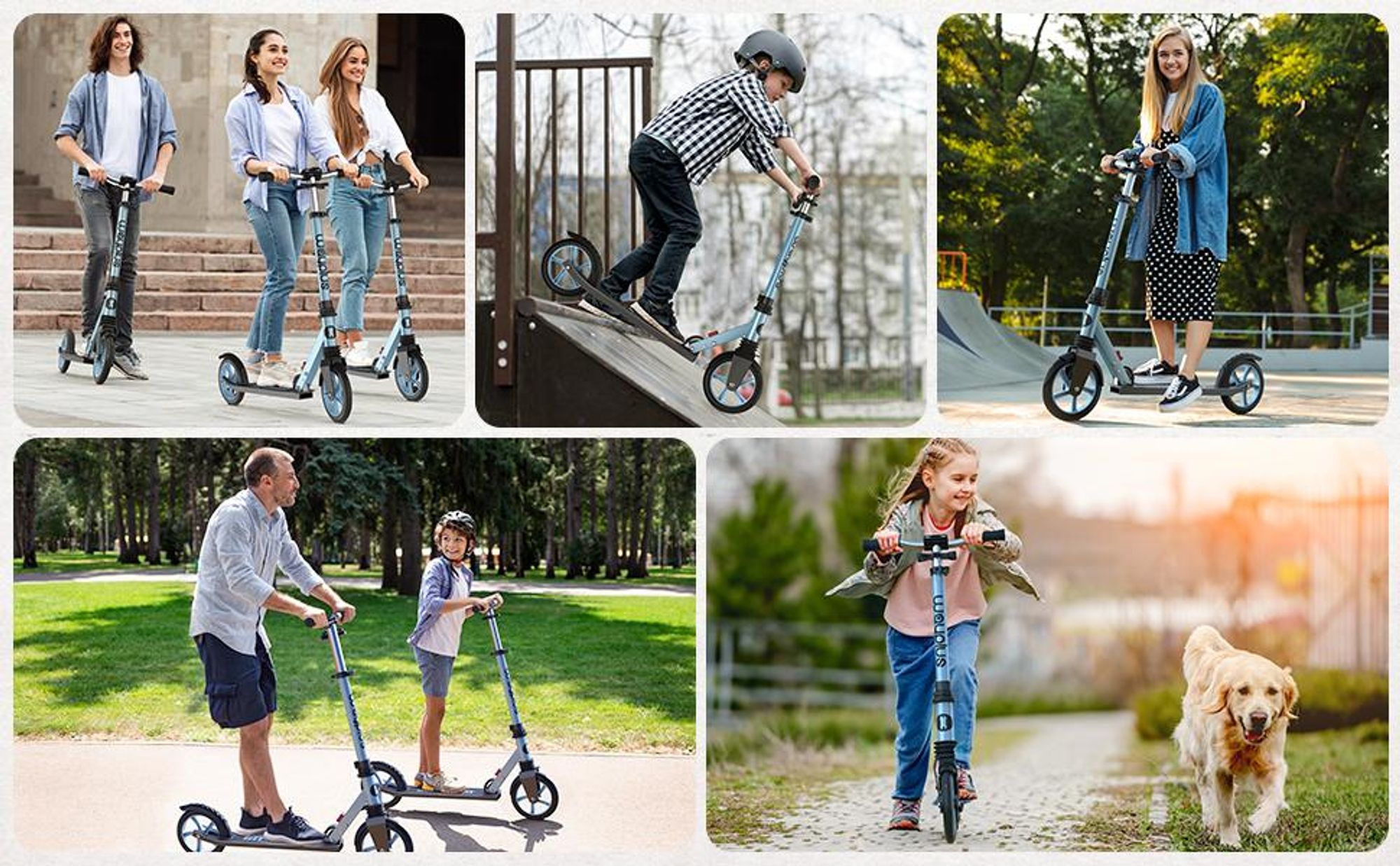 WAYPLUS Klapproller ab 6 J. bis 109 kg, 20 cm ABEC-9 Räder, 4-fach höhenverstellbarer Lenker, leichter Alu-Faltroller für Kinder & Jugendliche