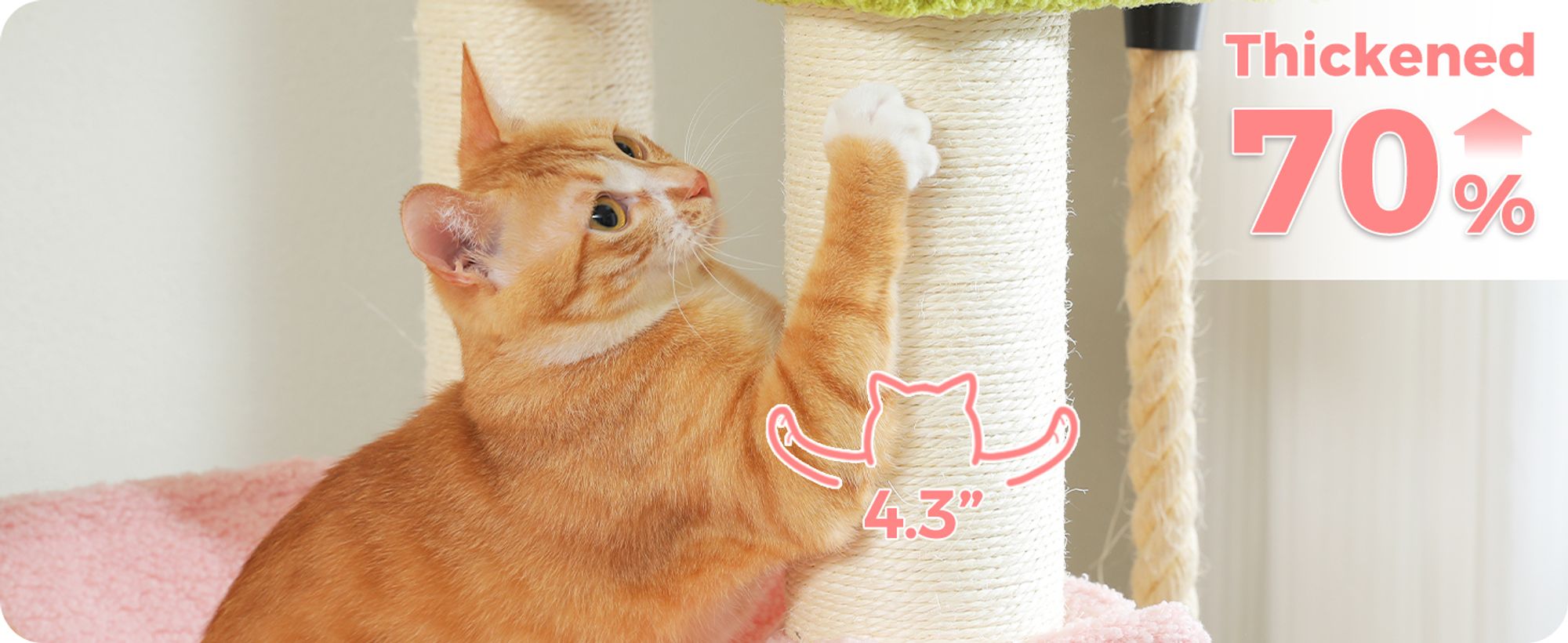 Purpurra Kratzbaum Extra-Dick Stämme XXL Stabil für Grosse Katzen, 114/170 cm