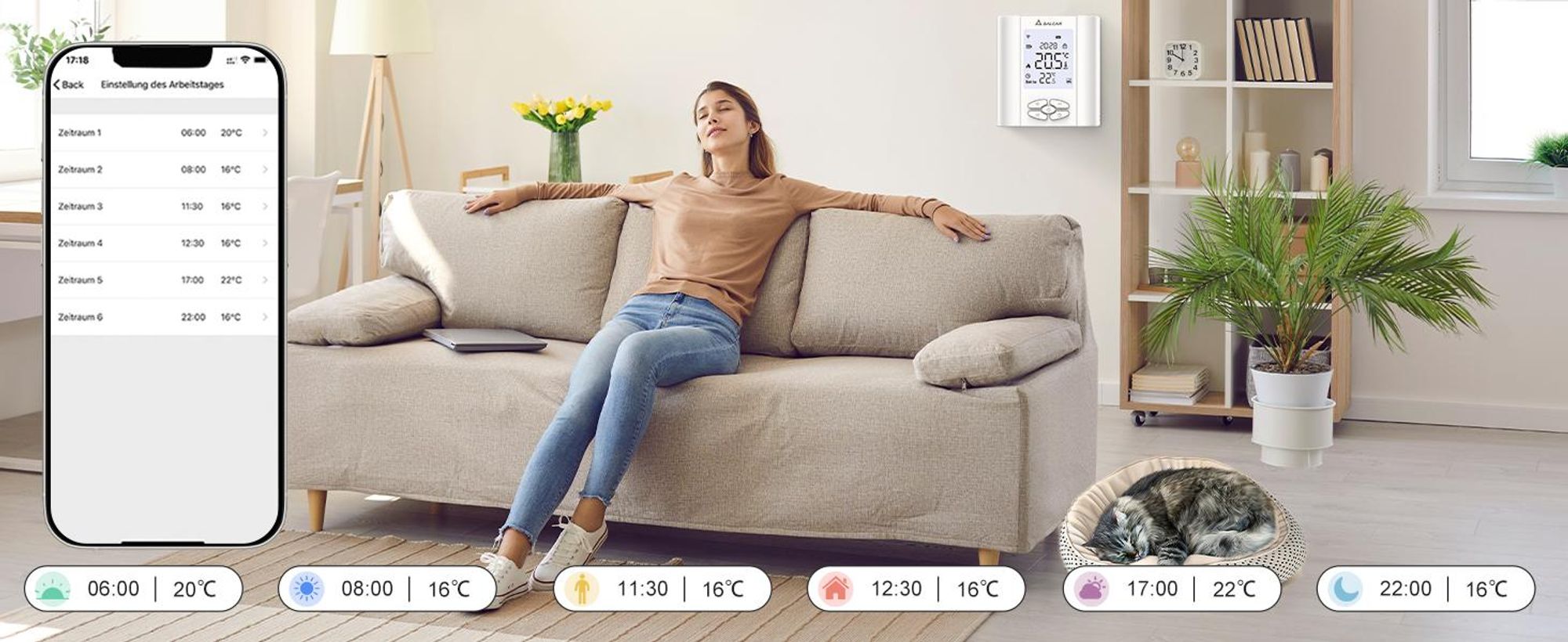 SALCAR Smart Thermostat Boiler WLAN Heizungsthermostat T5W WiFi Raumthermostat
