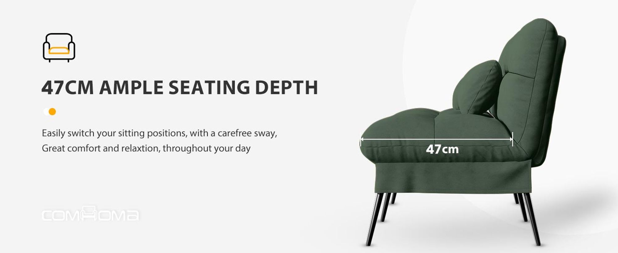 COMHOMA Divano letto con funzione letto, copertura divano futon pieghevole, divano letto, divano angolare, divano letto per ospiti, divano a 3 posti, con schienale regolabile
