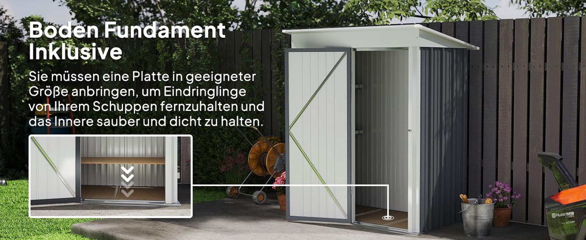 Outsunny Metall Gerätehaus 1,36m² 161 x 95 x 181cm Geräteschuppen mit Pultdach