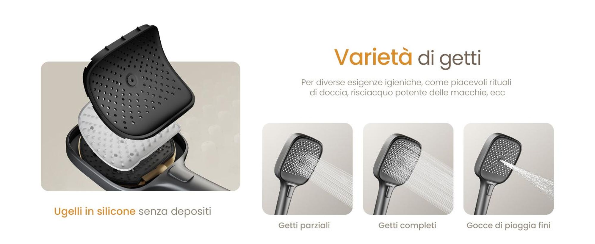 EMKE Sistema doccia con termostatico split antracite opaco Asta doccia regolabile in altezza 3 modalità di getto Doccia a mano Flusso d'acqua regolabile Installazione flessibile