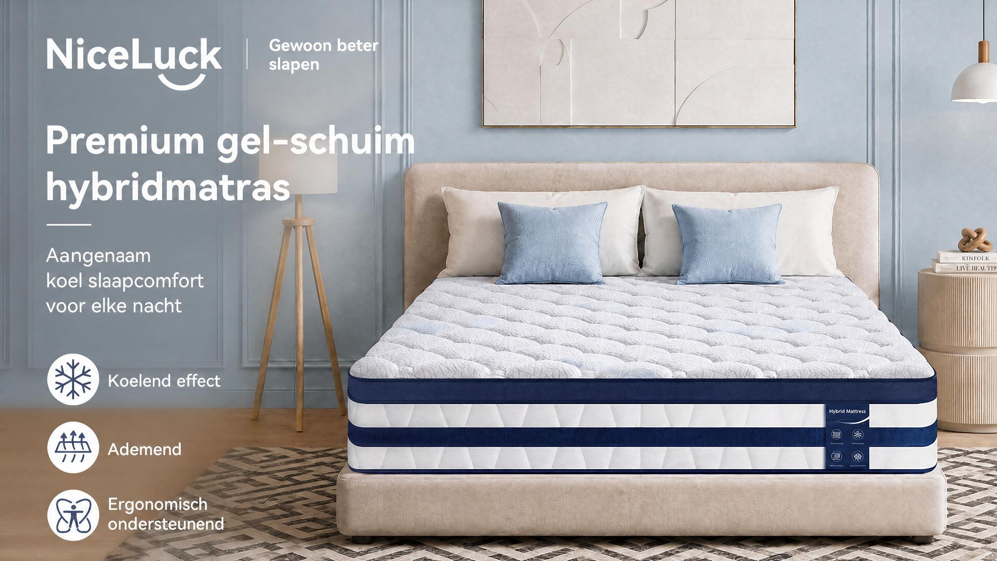 Matras 160x200, 26 cm, met geïntegreerde toplaag, 7-zone pocketvering matras H3/H4 – premium tijk van 420 g/m²