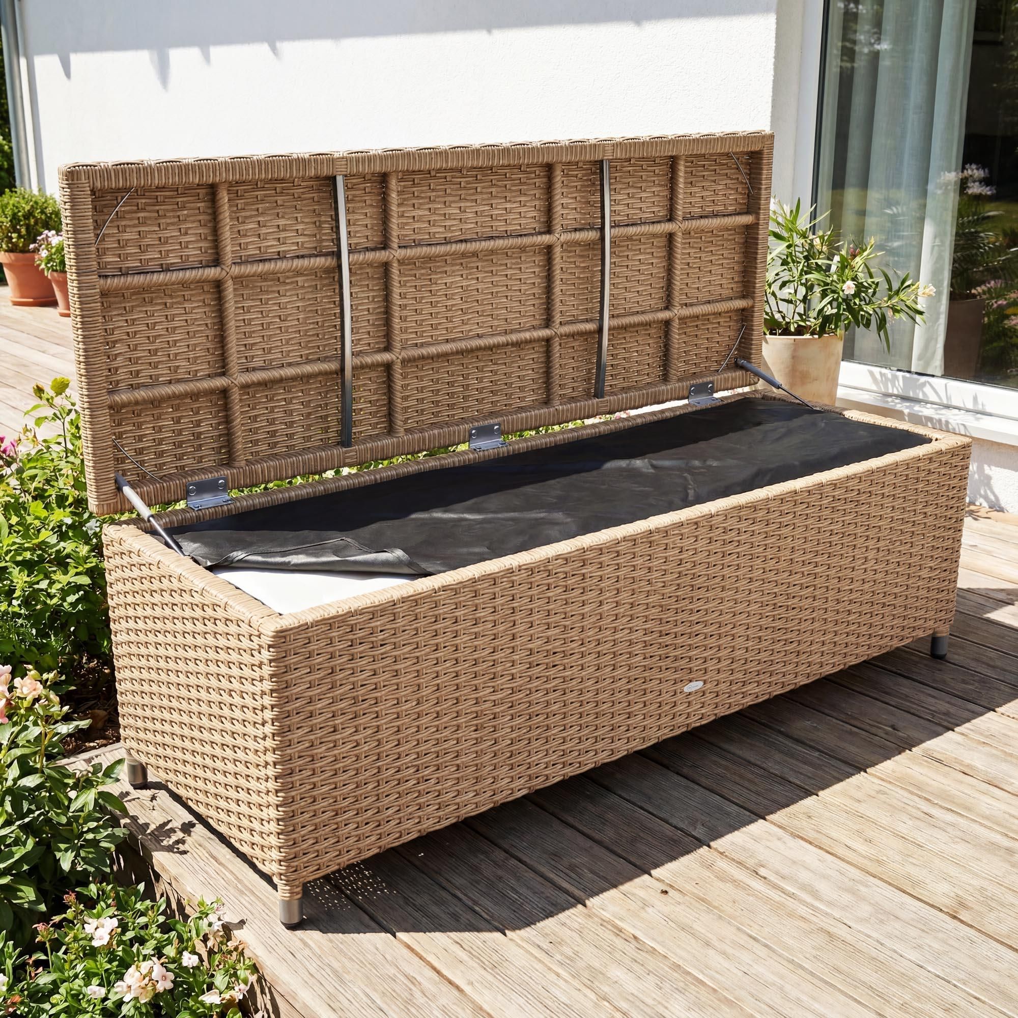 di volio Gartenbank Sitzbank Mit Stauraum Wetterfeste Truhenbank 120 cm ARGENA