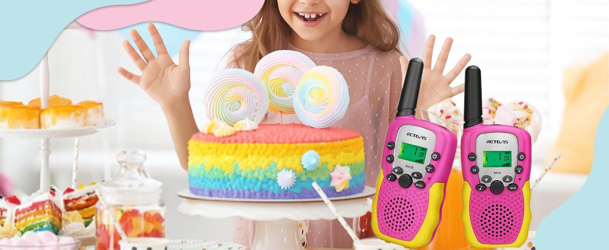 Retevis RA618 Walkie Talkie Kinderspielzeug, für 6-12 Jahre Mädchen Jungen, VOX Taschenlampe 10 Ruftöne, Ostergeschenke Wandern Radfahren Abenteuer