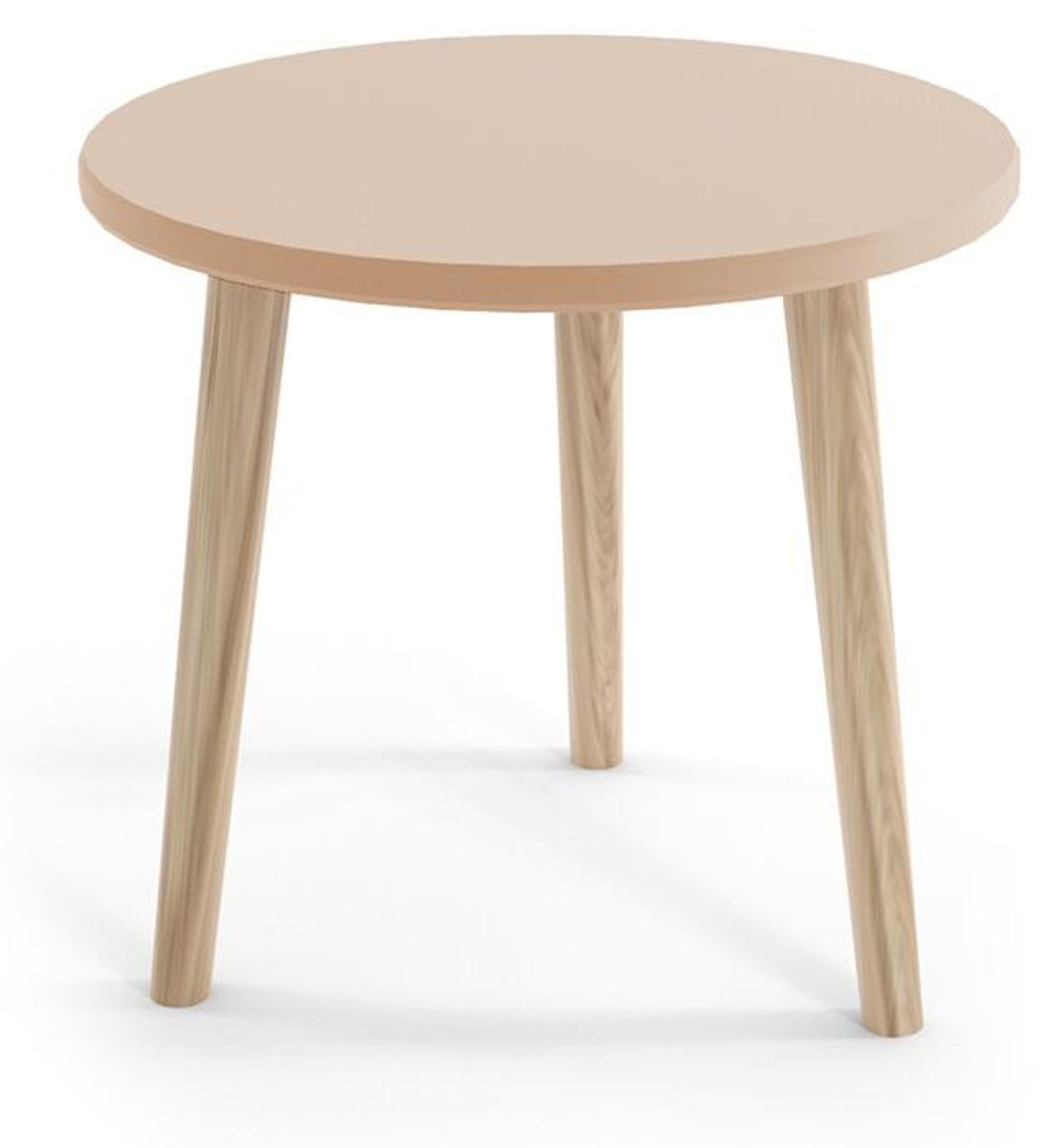 BETTSO Couchtisch Kaffeetisch Wohnzimmertisch runder Tisch auf drei Holzbeinen Beistelltisch für das Wohnzimmer 60 x 49 cm IKON Beige