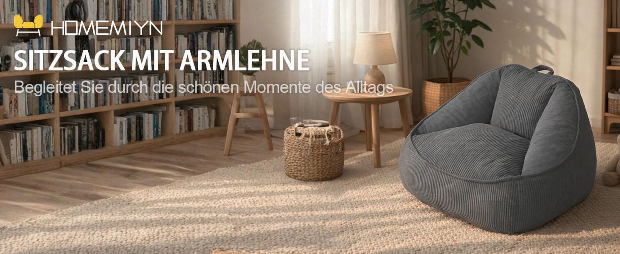 Übergroßer Sitzsack für Erwachsene, Füllung aus Schaumstoffflocken, flauschiges Bodensofa, birnenförmig, Grau