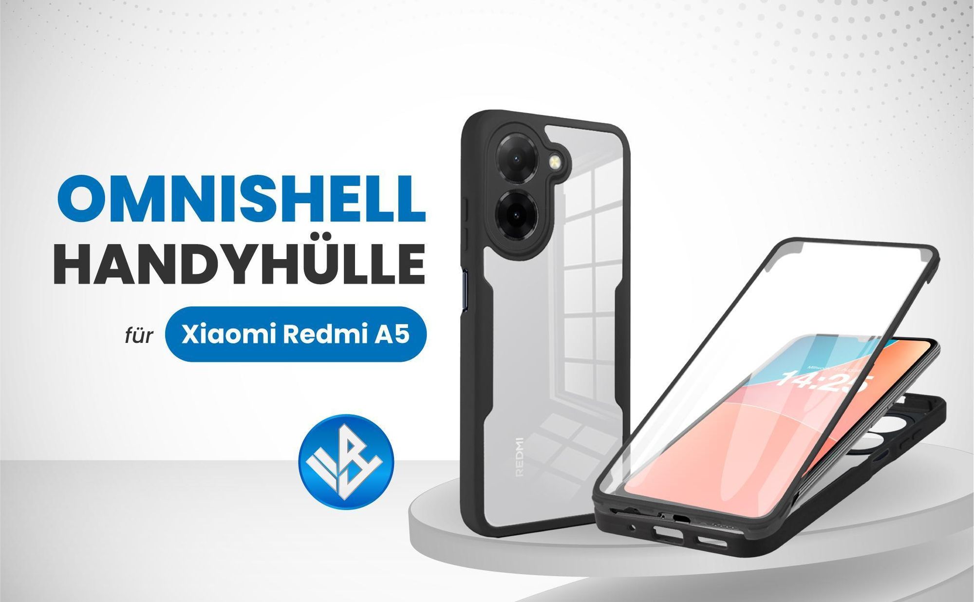 Schwarze 360 Grad Hülle für Xiaomi Redmi A5 mit Kameraschutz