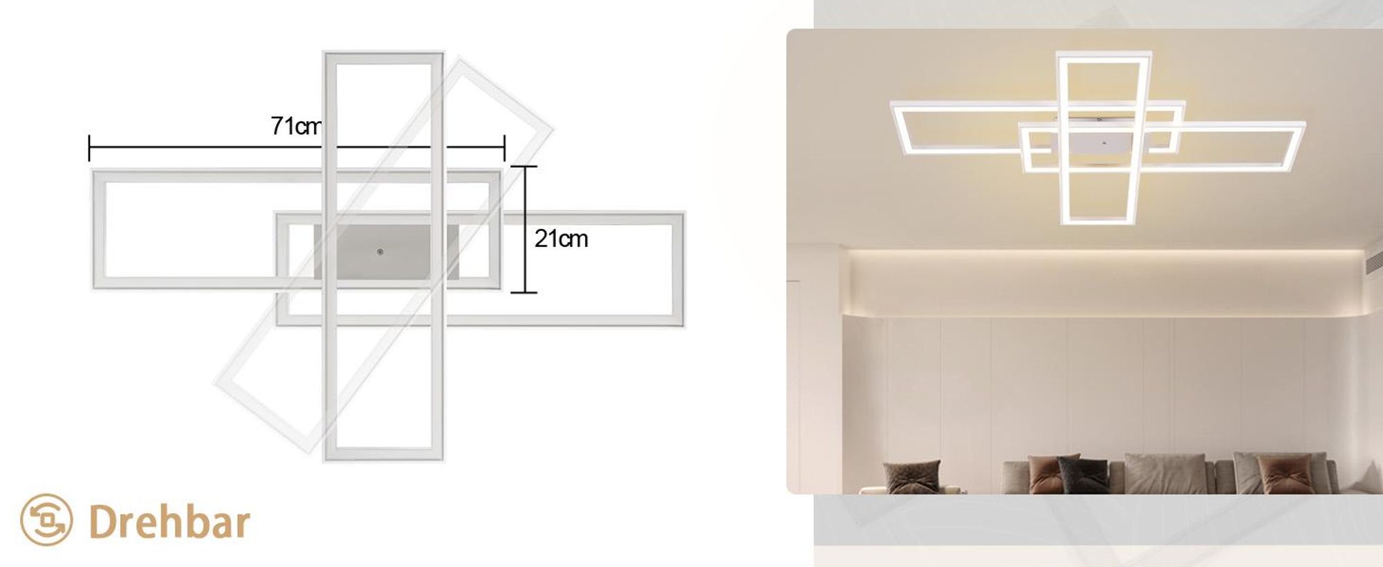 ZMH LED stropní světlo bílé stropní svítidlo stmívatelné s dálkovým ovládáním RGB změna barvy 50W pro ložnici obývací pokoj kuchyň předsíň