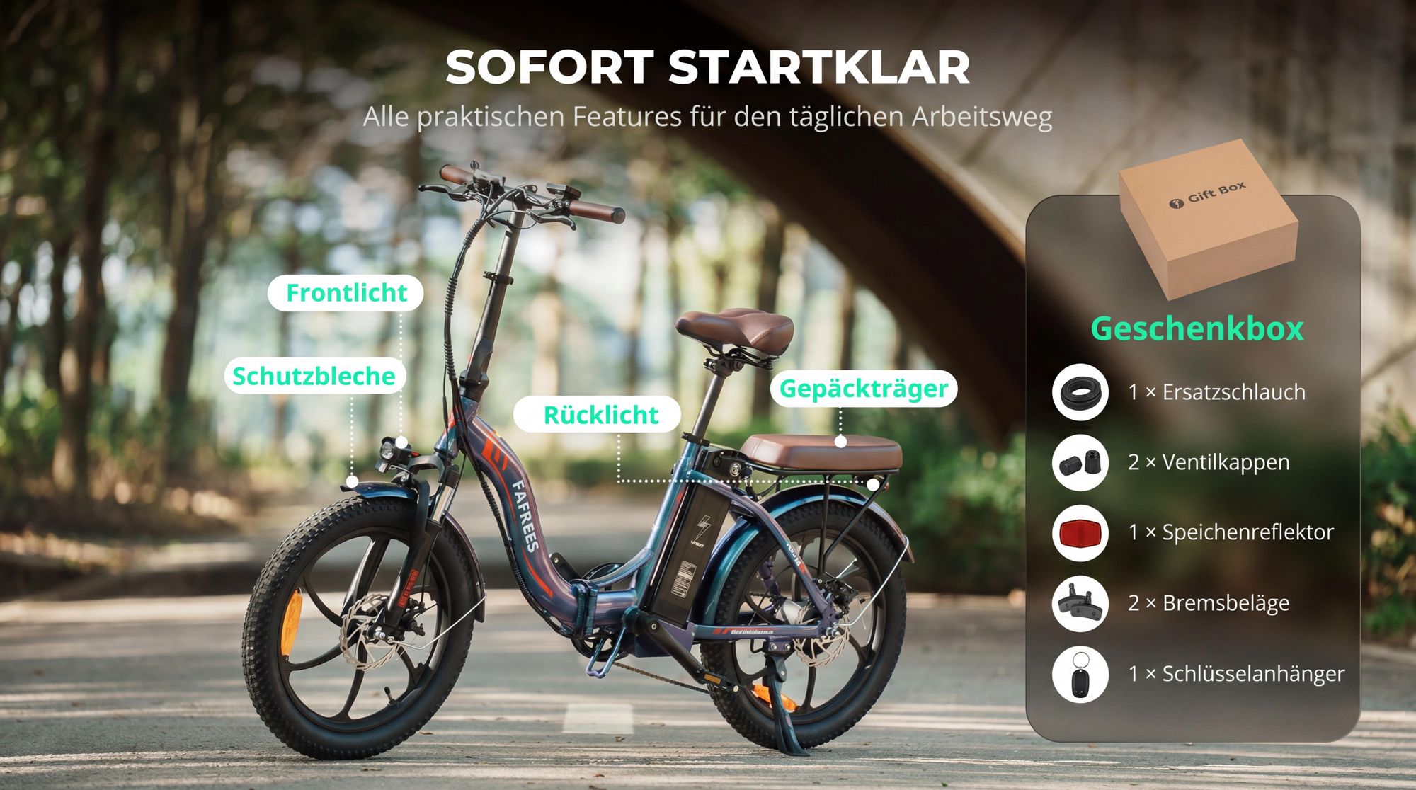 E-bike klapprad Rostfreie Aluminiumlegierung 36 V 20 Ah 720 Wh bis zu 120 -150 km Wasserdicht IPX5 20 zoll 7 Gang, Blau