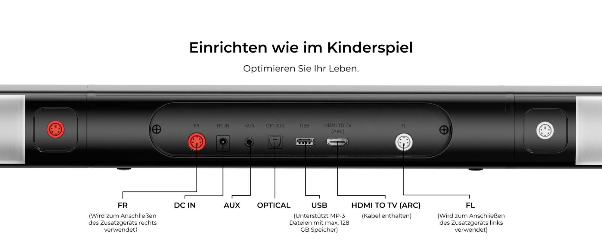 ULTIMEA 7.1ch abnehmbare Soundbar mit RGB Licht, Virtual Surround Sound System mit Subwoofer, 2 Surround Lautsprecher, 410W