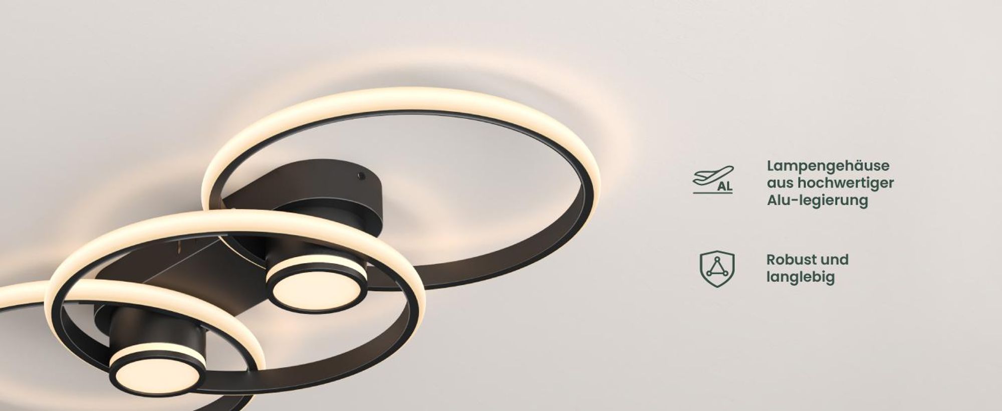 Mai & Mai LED Deckenleuchte Deckenlampe mit Fernbedienung 75cm, Stufenlos dimmbar 3000-6400K, Zimmerlampe 70W Schwarz Alivetta25037