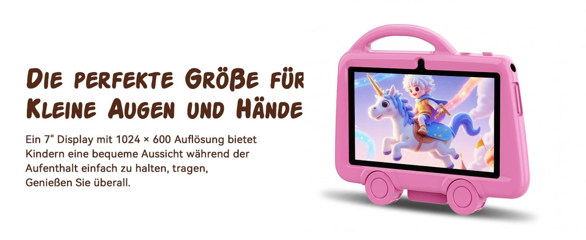 Tabwee K8 Kinder Tablet 7" , robuste Schutzhülle mit Griff und Ständer, Elternkontrolle, 4GB+32GB, Lern- & Spieltablet für Kinder von 3 bis 7 Jahren