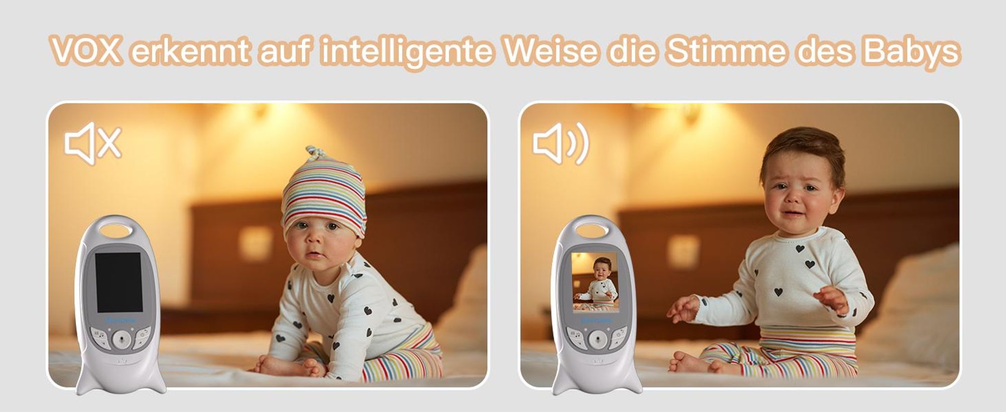 Boifun 2" Babyphone mit Kamera Video Baby Monitor mit Halterung VOX Modus Nachtsicht Temperatursensor