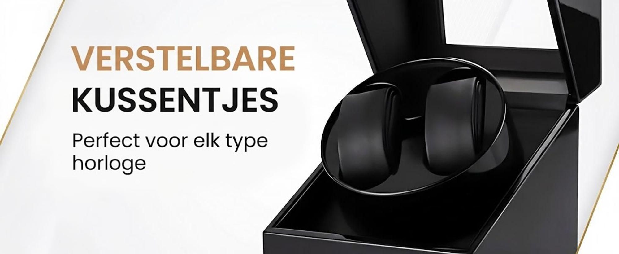 Olvy horlogewinder voor 2 horloges, met een extreem stille motor, zachte horlogekussens. Horlogewinder