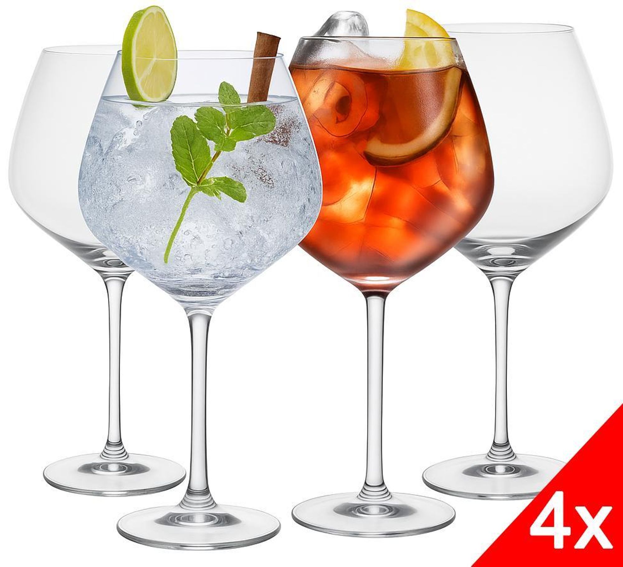 4er Set Gin Tonic Gläser Cocktail Glas Bar Special (4er-Set), bauchige Longdrinkgläser für Gin Tonic, Gin&Tonic Getränke Cocktailgläser spülmaschinenfest XXL 720ml