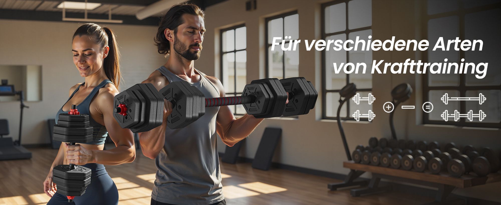 SONGMICS Hantelset, Hanteln mit Verbindungsstange, Hexagon, Kurzhantelset, 10-40 kg, für Workout, Fitnesstraining, Gewichtheben