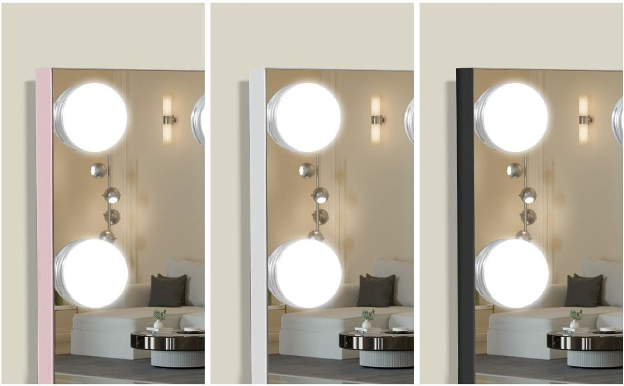 Puluomis Kosmetikspiegel Hollywood 15 LED 58x45cm 3 Farben Dimmbar Schminkspiegel mit Beleuchtung, USB,10x Vergrößen, Spiegel Wandspiegel weiß