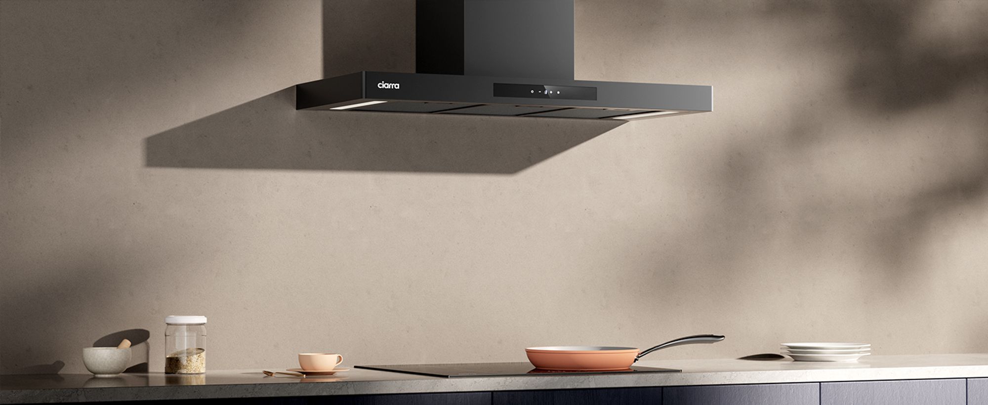 CIARRA A+++ 650 m³/h odsavač par 90cm nástěnný odsavač par WIFI +APP & Touch Control Boost VMB9102P
