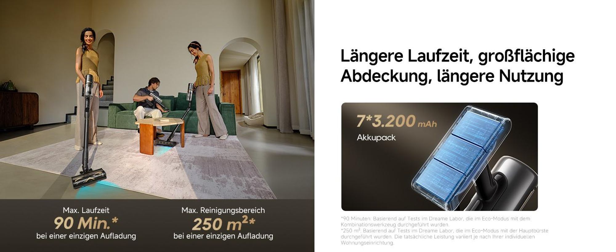 Dreame V20 Pro-A Kabelloser Stabstaubsauger,0 Kantenreinigung Handstaubsauger,Reinigung von Hartböden und Teppichen,210 AW, 90 Min,99,99% Filterung
