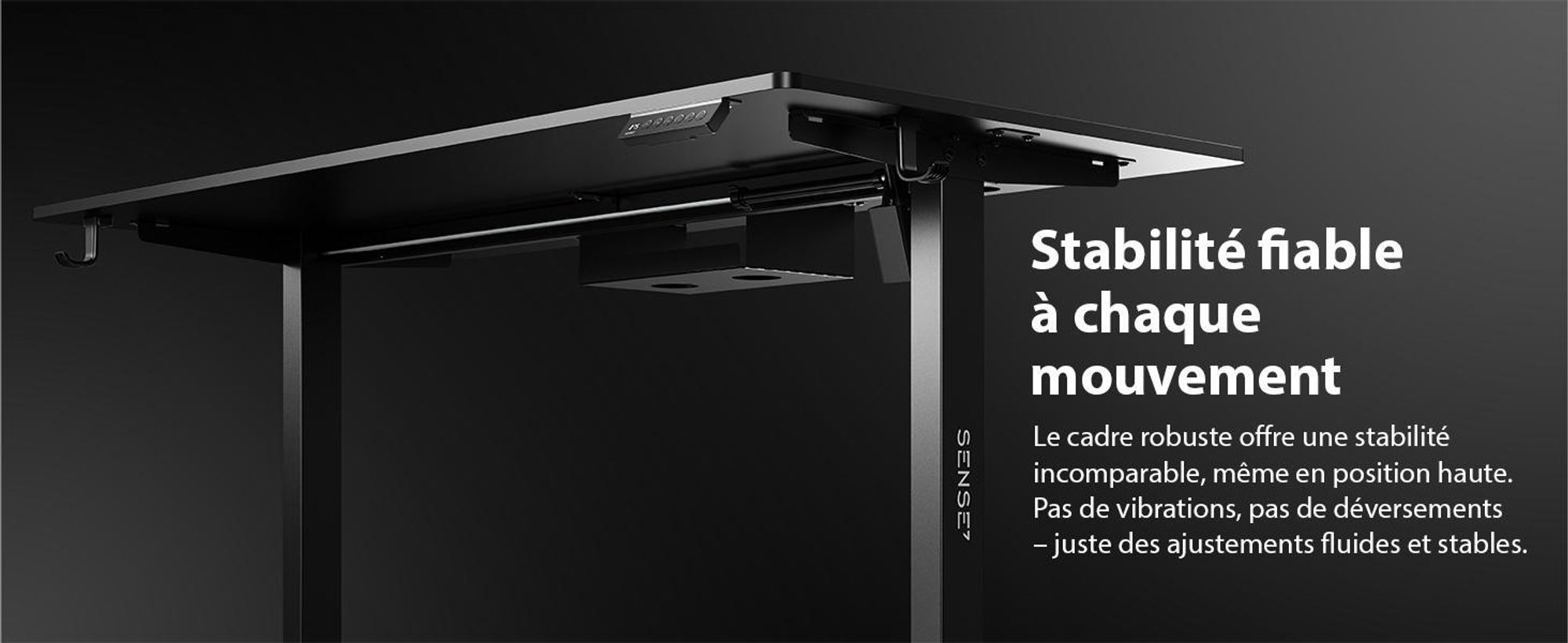 Sense7 Nojo : bureau électrique réglable en hauteur, 120 cm, blanc, bureau gaming, ergonomique, bureau assis-debout, fonction mémoire, bureau pour PC à domicile, silencieux