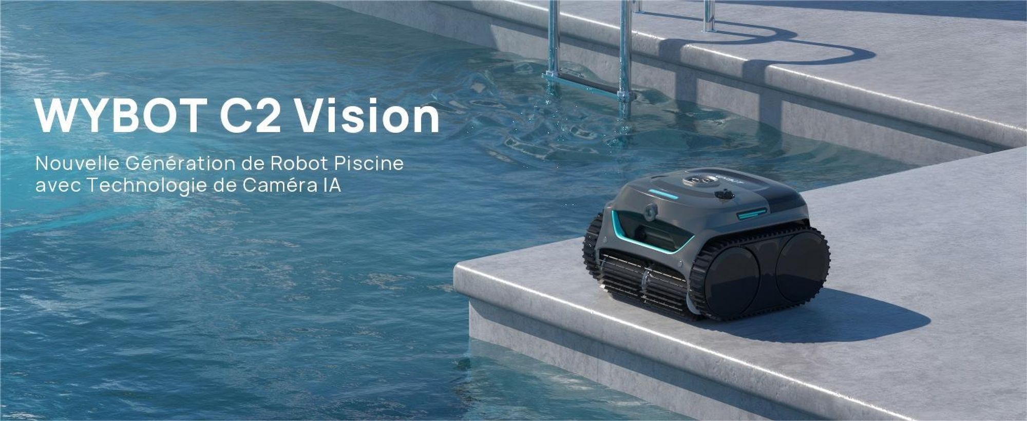 Robot de piscine sans fil WYBOT C2 Vision - Smart Vision Nav, autonomie de 180 minutes,via application, IPX8