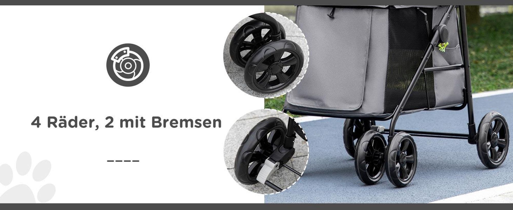 PawHut Hundewagen, Hundetrolley mit Kissen, faltbarer Hundebuggy, Katzenbuggy