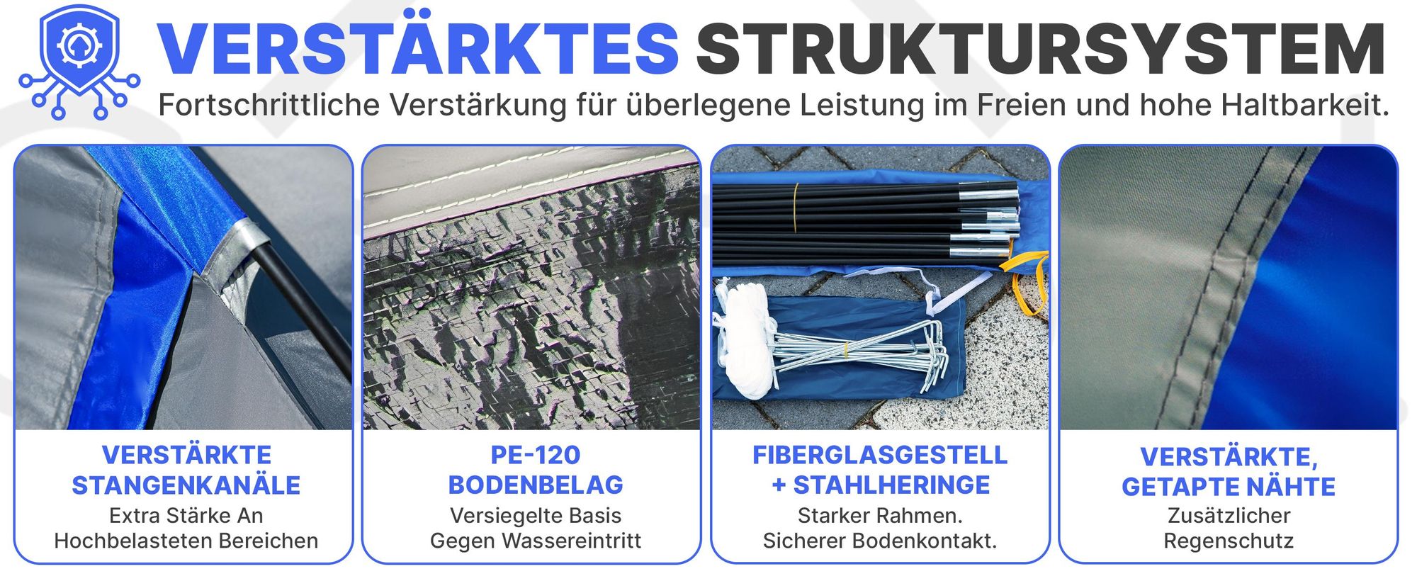 Campela Tropical 4 Familienzelt – 4-Personen-Touristenzelt mit Vorraum, wasserdicht 3000 mm, graues Polyester