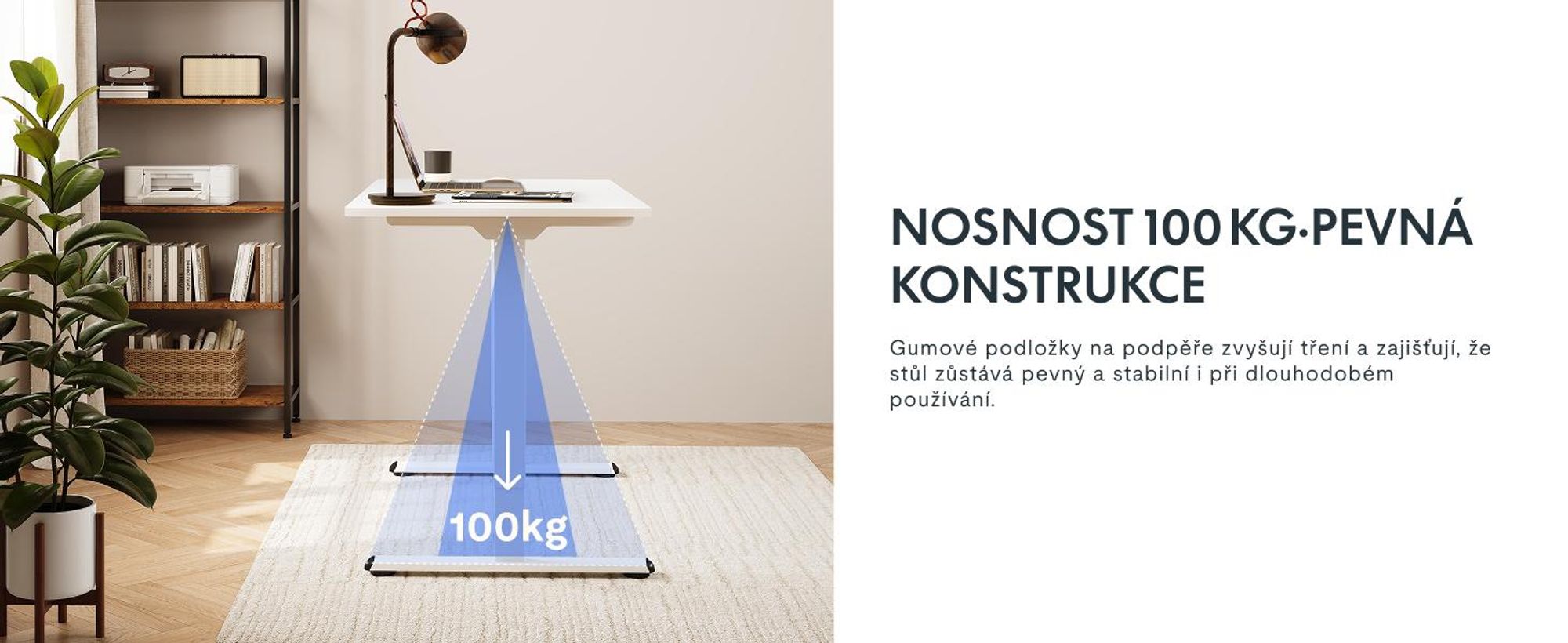 FlexiSpot E1 Pro Výškově nastavitelný stůl, duální motor, nosnost 120 kg, 4 paměťové ovládání, ochrana proti kolizi, elektrický podstavec stolu (bílý)
