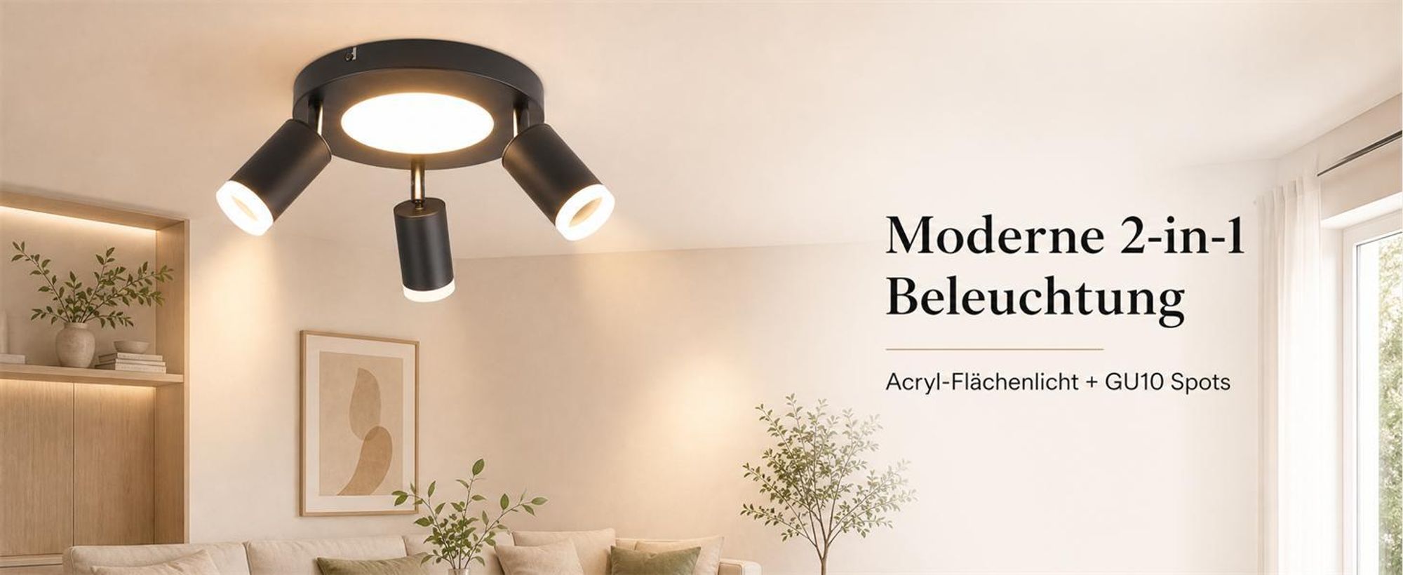 ZMH Deckenleuchte Led Deckenspot 3 Flammig GU10 - Schlafzimmerlampe 3000k Schwarz Küchenlampe 20W Deckenstrahler Schwenkbar Flurlampe Metall für Küche
