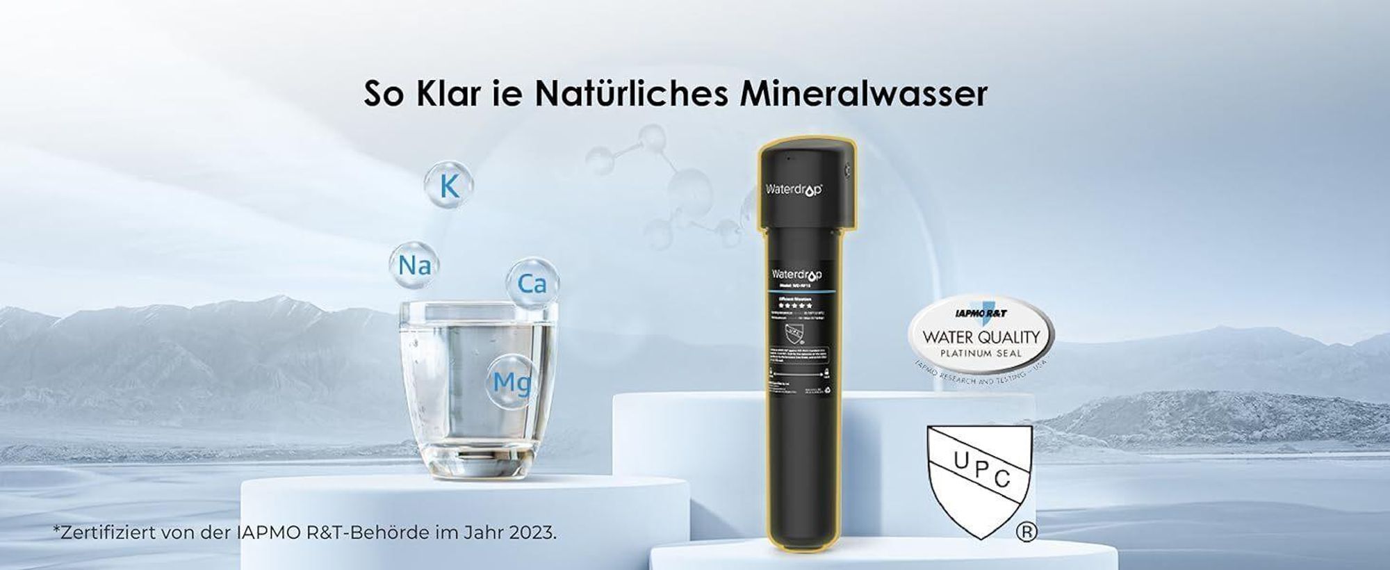 Waterdrop 15UA Untertisch-Wasserfiltersystem mit 1 WD-RF15 , 60.000 Liter, Hochleistungs-Wasserfilter, Trinkwasser, NSF/ANSI 42