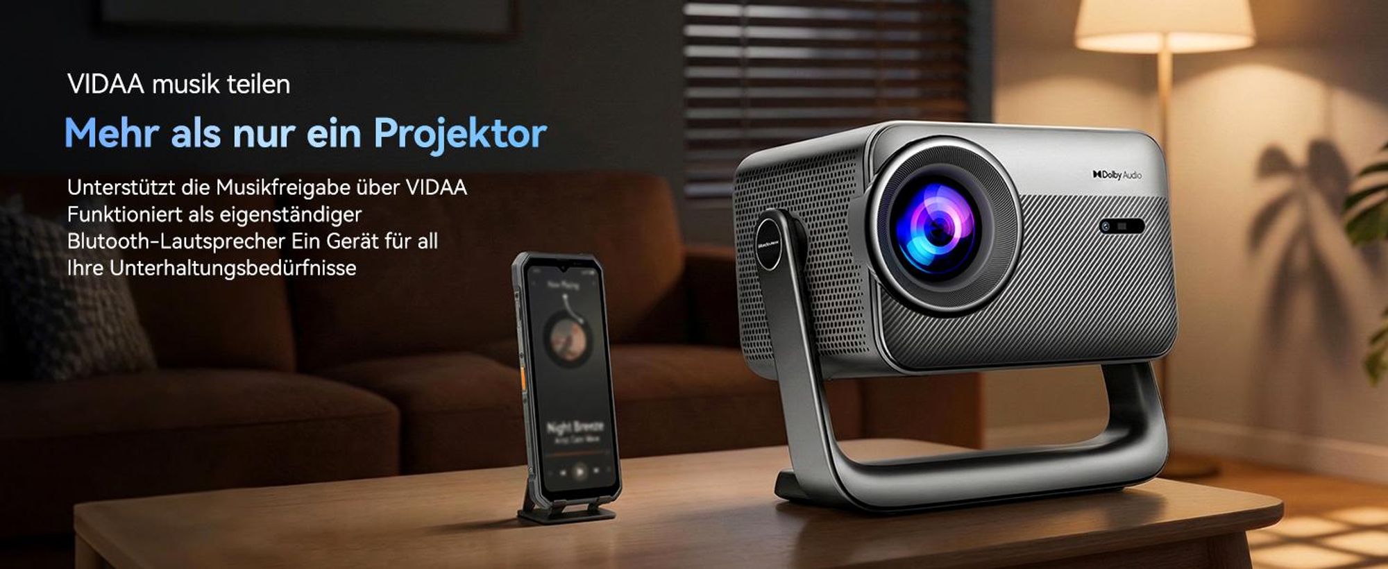 Blackview PV1000 Max, 1000 ANSI-Lumen, 1080p FHD, VIDAA OS, Dolby Audio 12W, 6-in-1 TOF AF, 40-150 Zoll, MT9660, WiFi 5+BT 5.0, AirPlay 2, 360° Gimbal