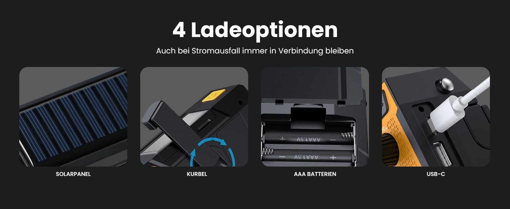 Extralink Notfallradio Solar & Kurbel, 4000mAh, Powerbank, LED