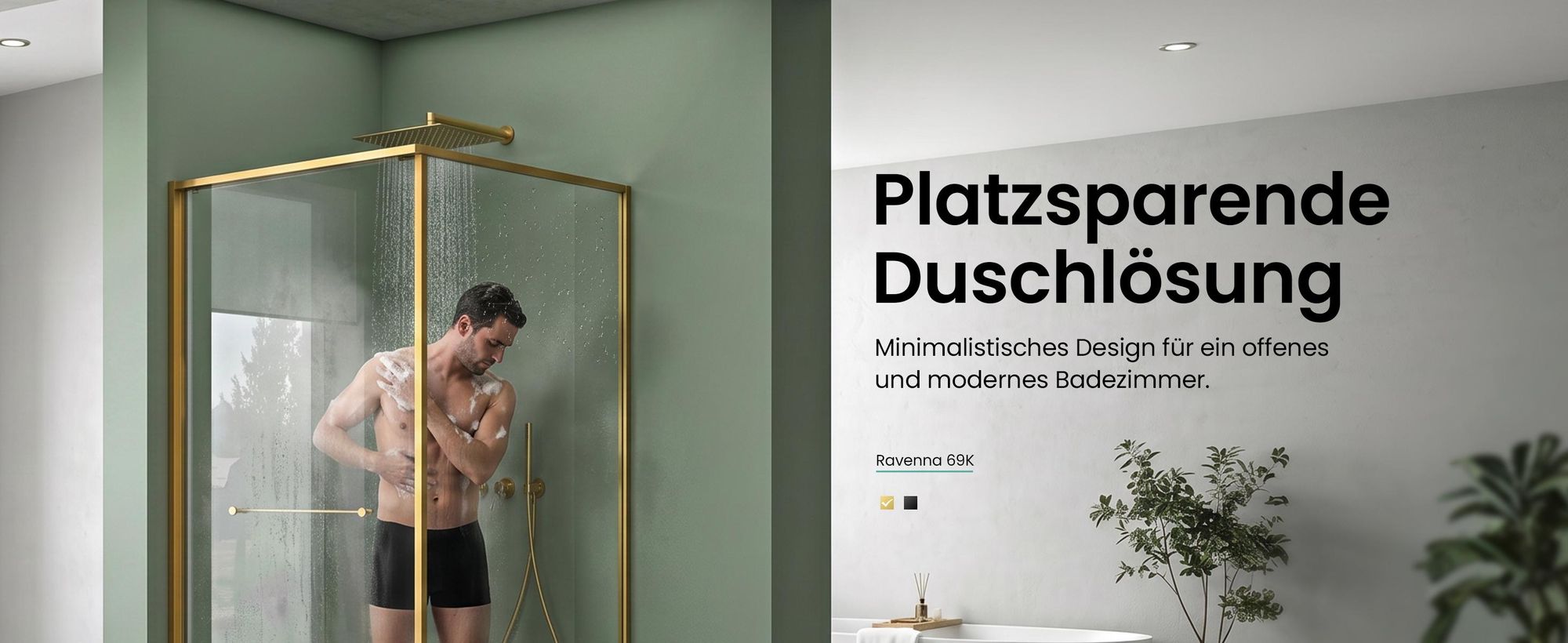 Mai & Mai Duschkabine Eckeinstieg 90x90 cm mit Schiebetür nach innen, Eckdusche Duschabtrennung 195cm Höhe, 6mm ESG-Sicherheitsglas Nano-Beschichtung Ravenna69K Gold