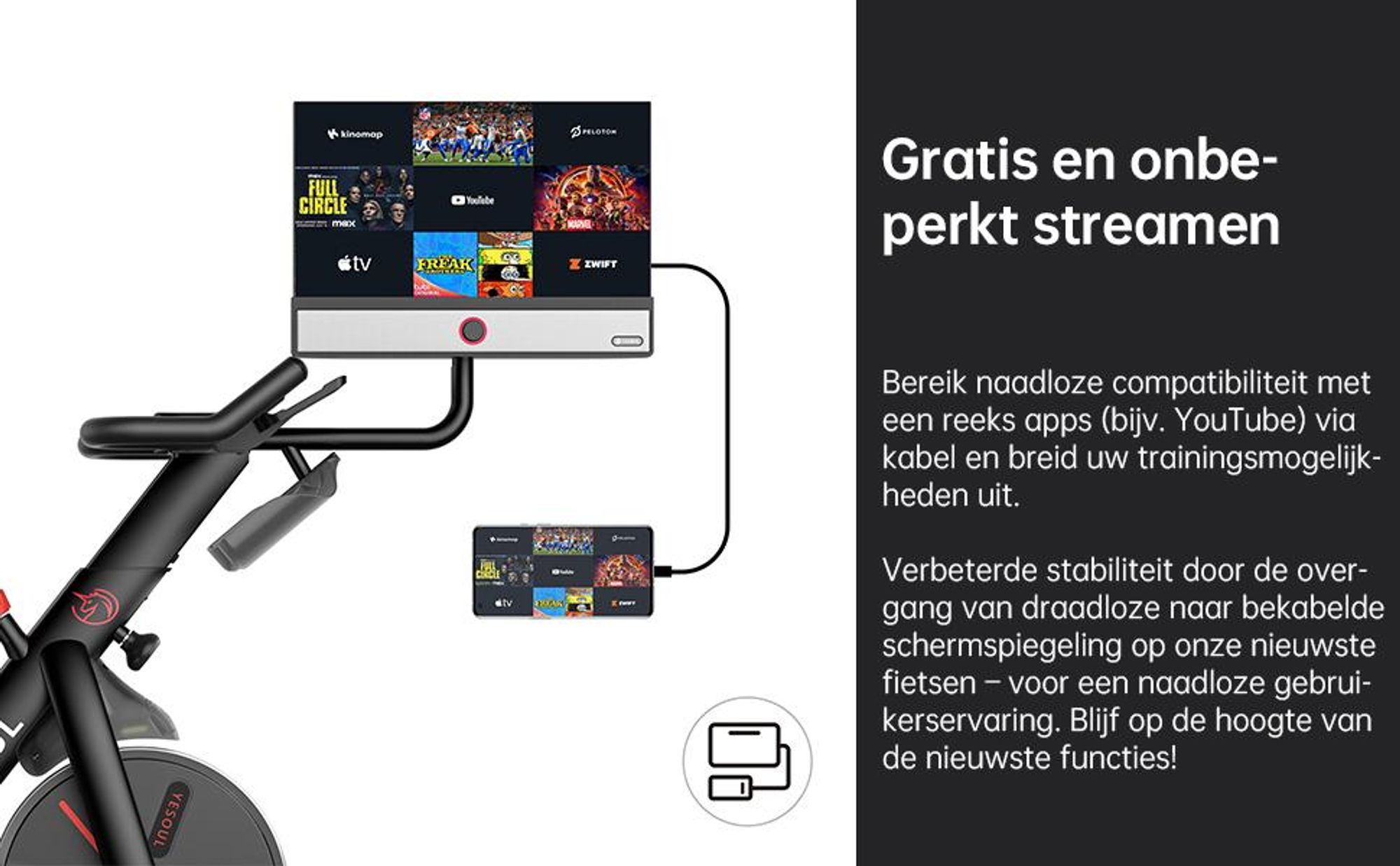 Yesoul G1M Max fitnessbike, 21,5" FHD-display, 30W x4 luidsprekers, 360°-geluid, magnetische weerstand, stil en met onbeperkte streaming