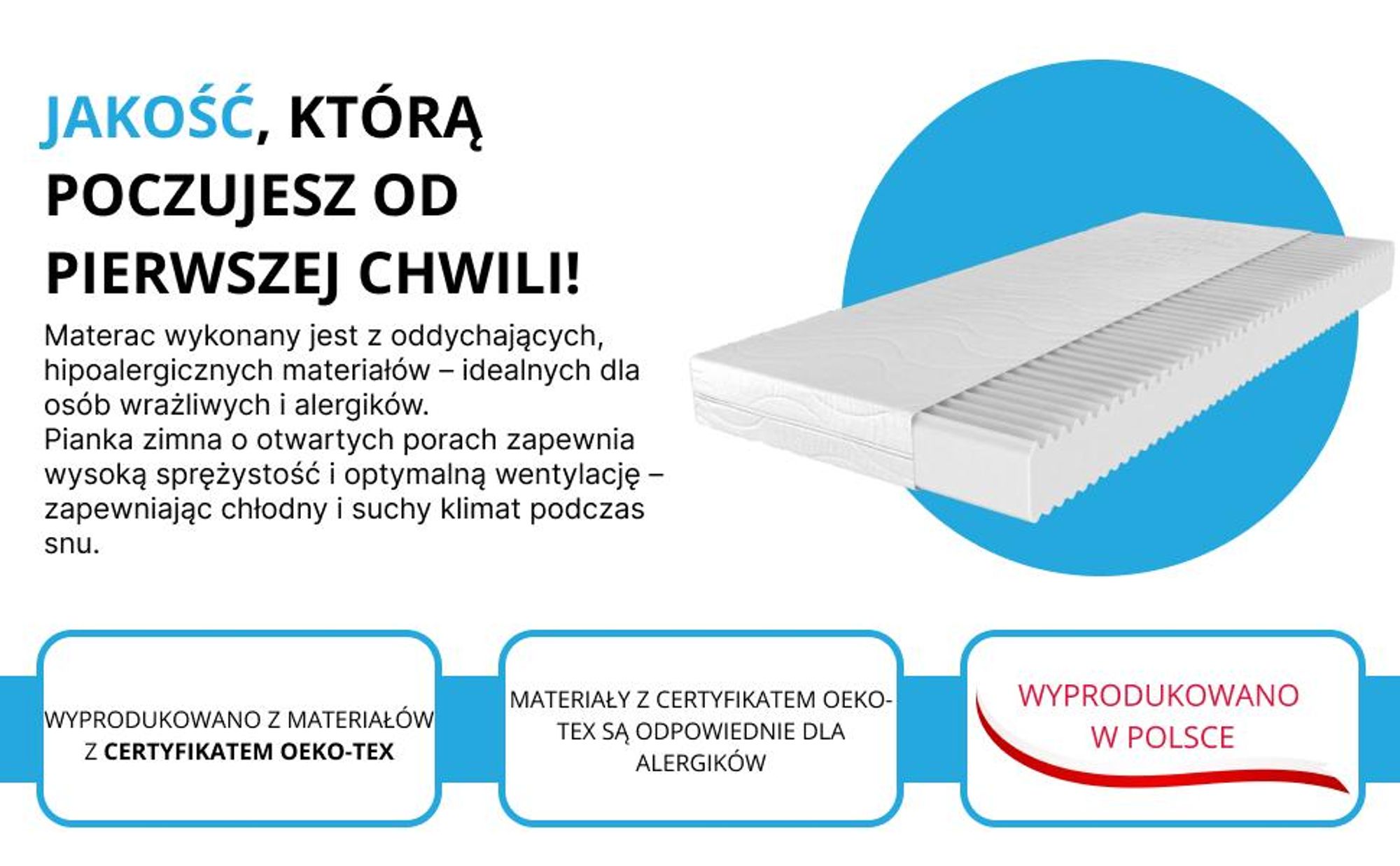Otwartokomórkowa struktura pianka zimna materac