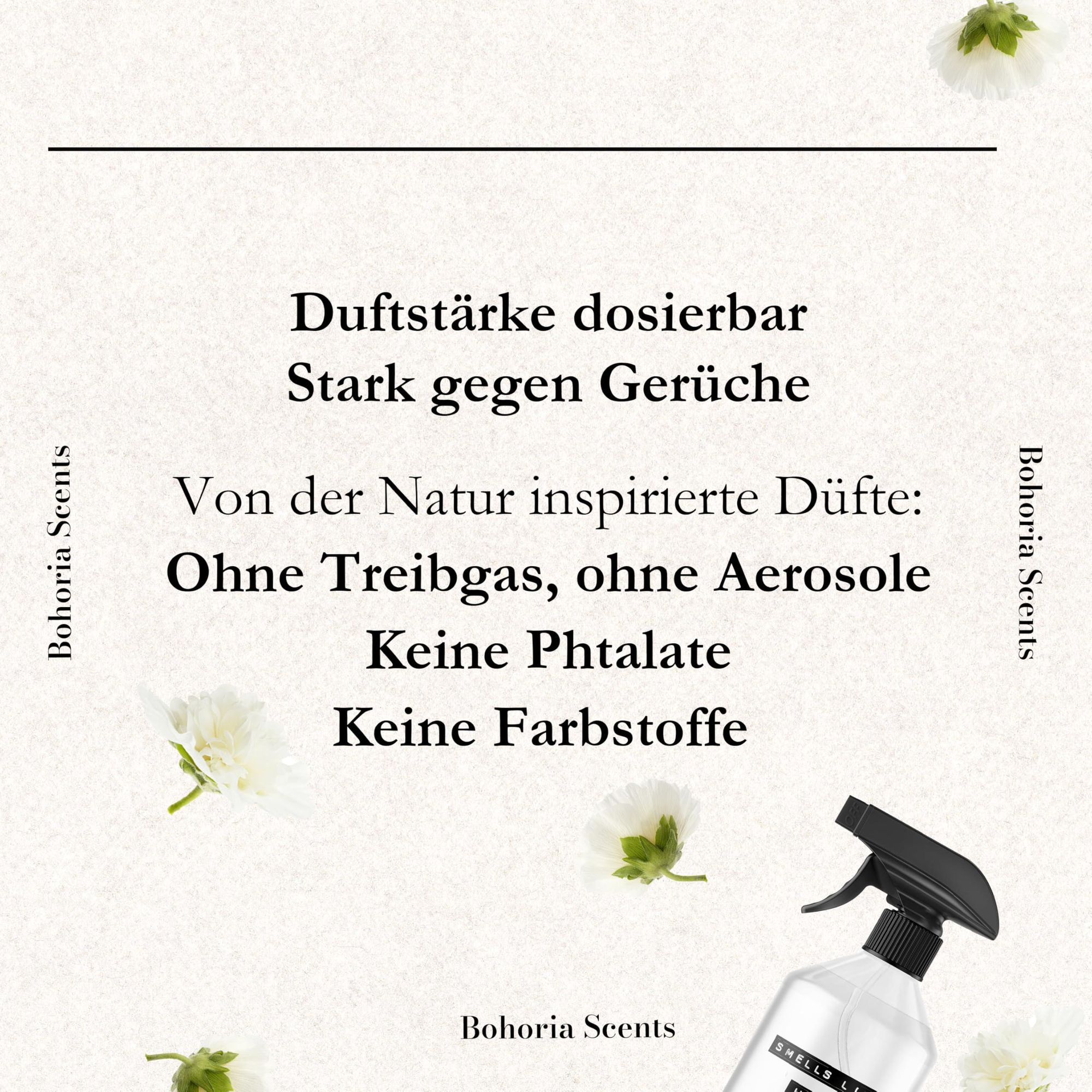 BOHORIA Raumspray Pure Linen 500 ml – Frische Wäsche, Hotel Scents Raumduft