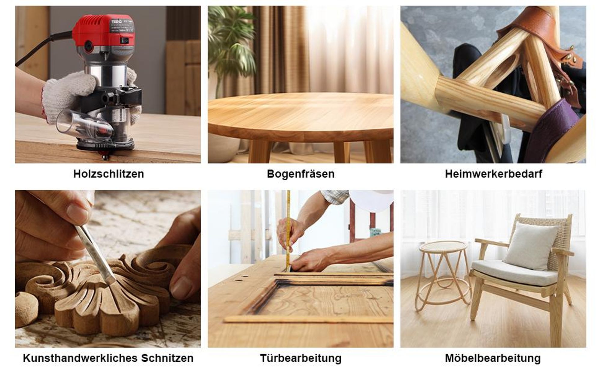 TEENO Oberfräse 800W 13000–33000 U/min mit Plastikbox, Elektrik Hand Holz Oberfräse Kantenfräse Mit 15 Stück 1/4" Fräsen Cuter,6 Geschwindigkeitsstufe