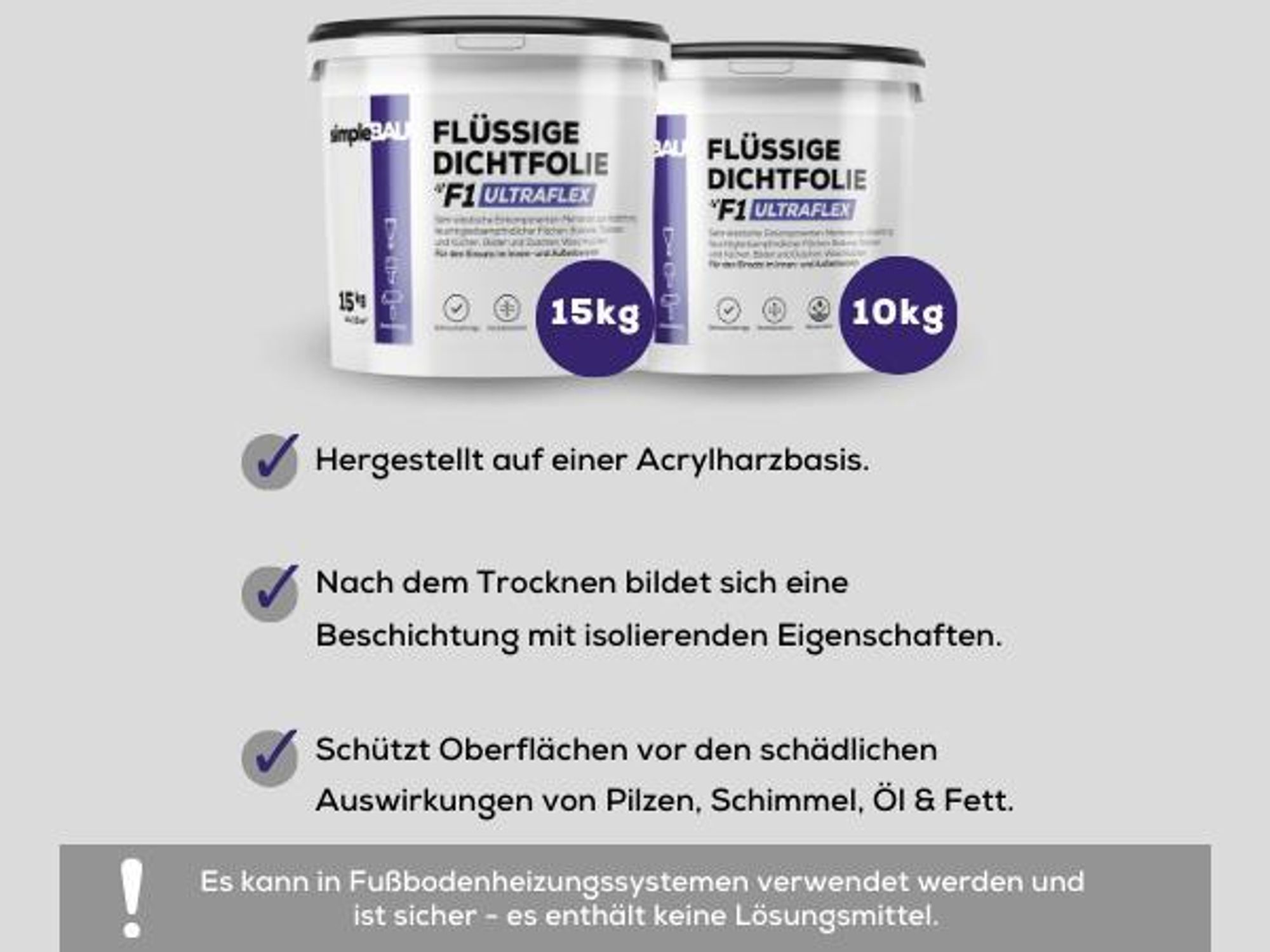 SimpleBau F1 Ultraflex flüssige Dichtfolie gebrauchsfertige Dichtungsmasse, 1.5kg