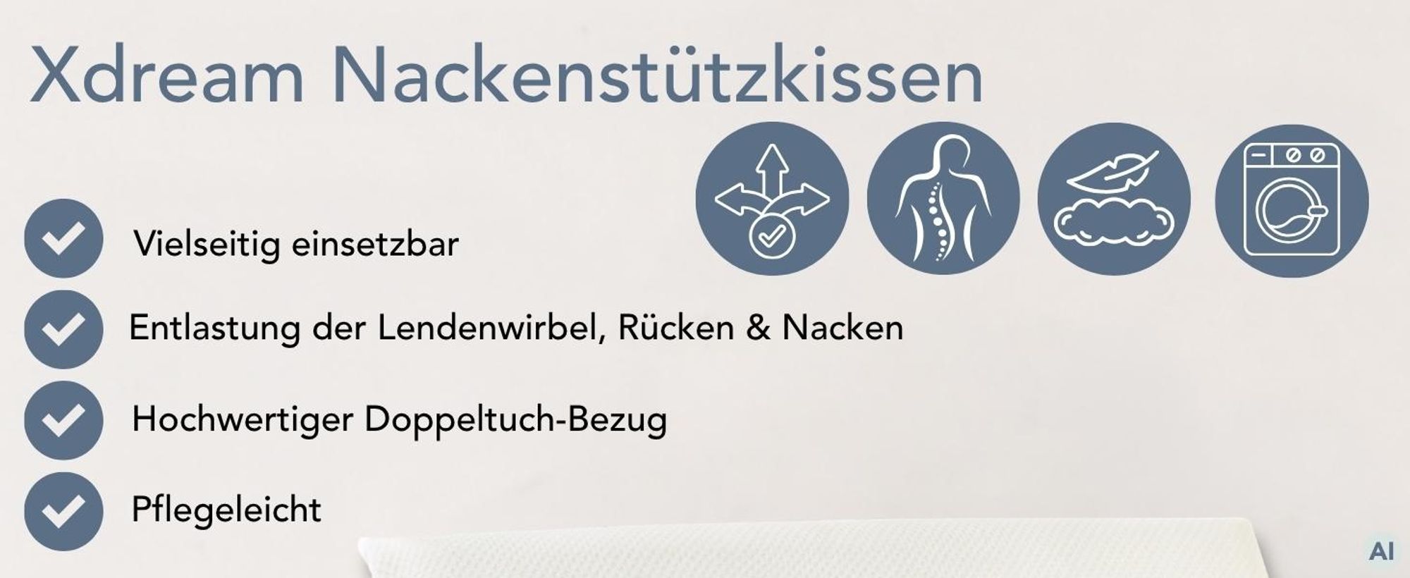 Nackenstützkissen Memory Foam | weich | Visco Kissen soft | XDREAM