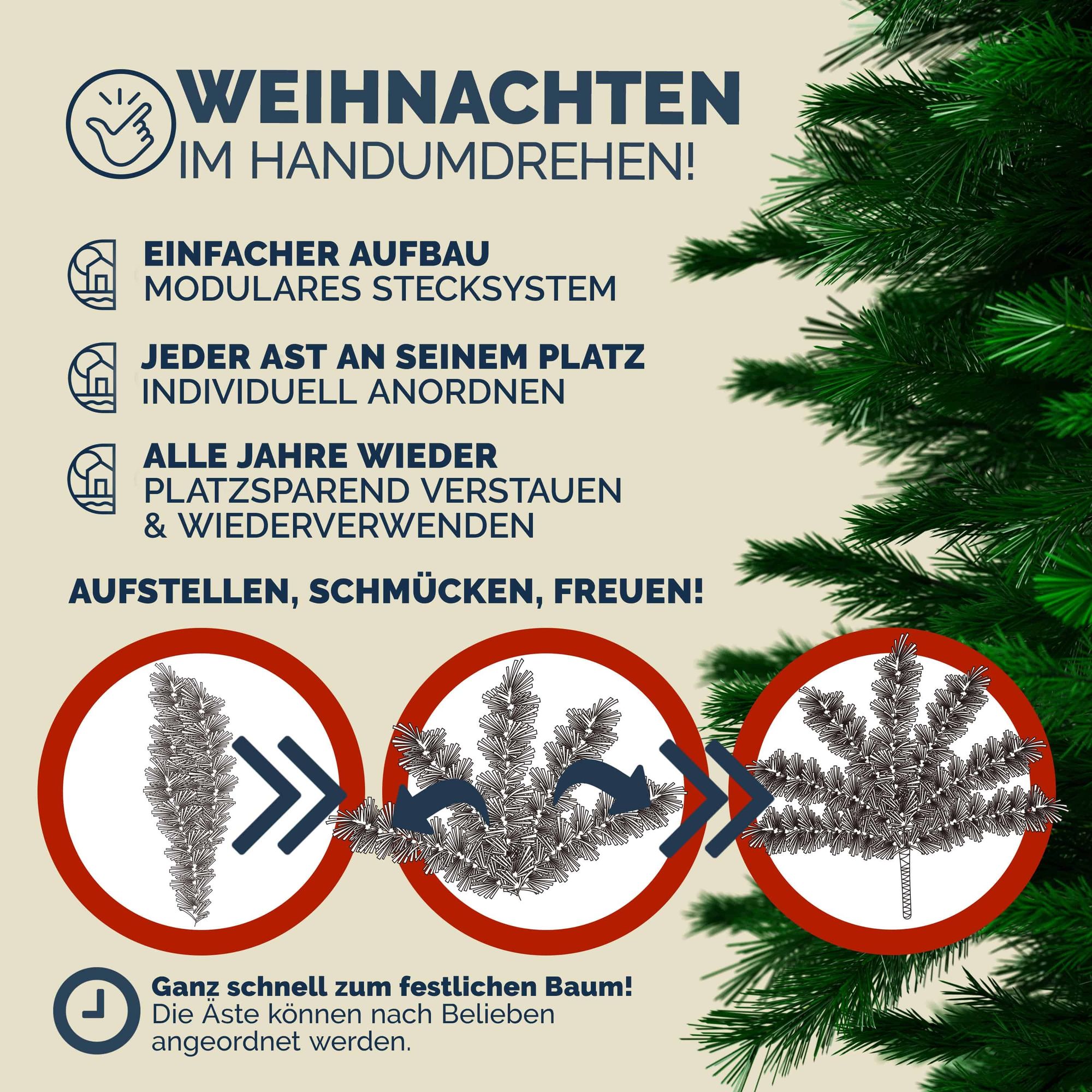 Casaria Künstlicher Weihnachtsbaum 240 cm mit Metallständer 1057 Spitzen Schneller Aufbau Weihnachten Weihnachtsdeko Tannenbaum Christbaum PVC Grün