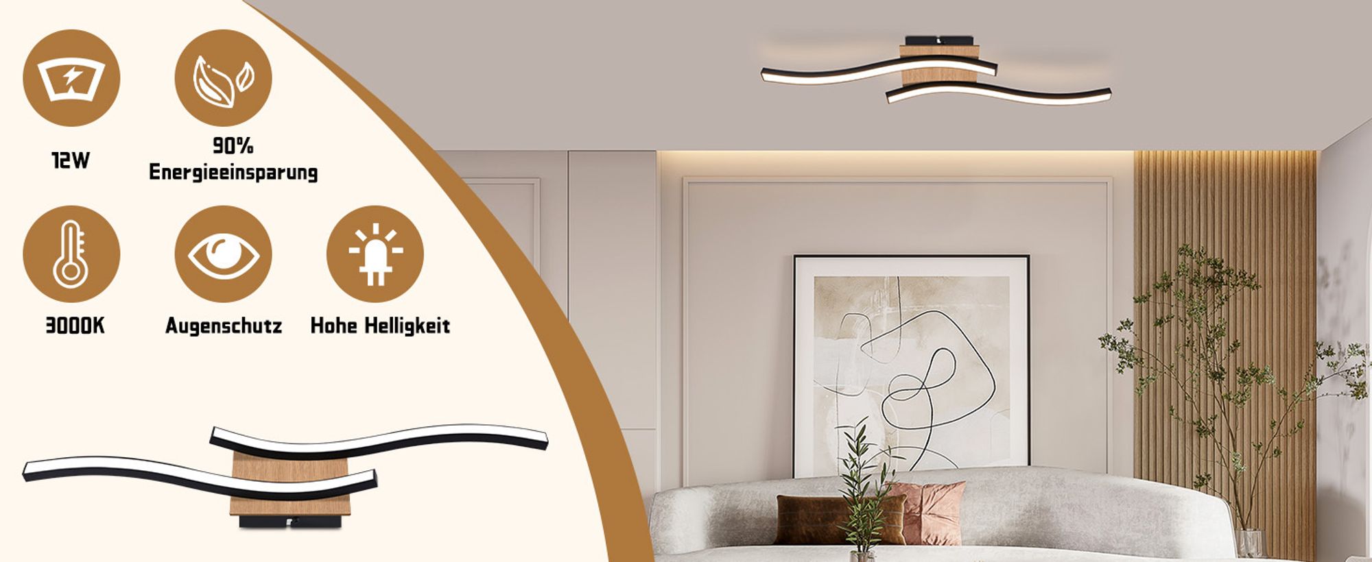 Die Küchenleuchte besticht durch kreative Wellenlinien als Designelement.