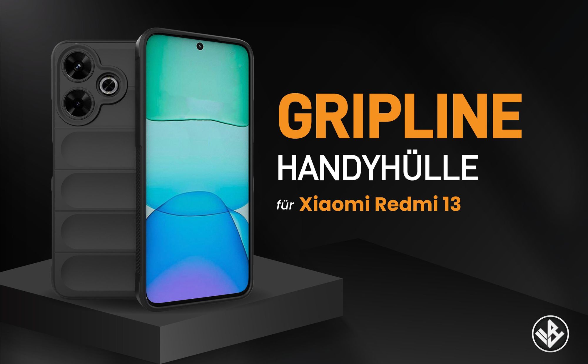 Schwarze ergonomische Grip Schutzhülle für das Xiaomi Redmi 13
