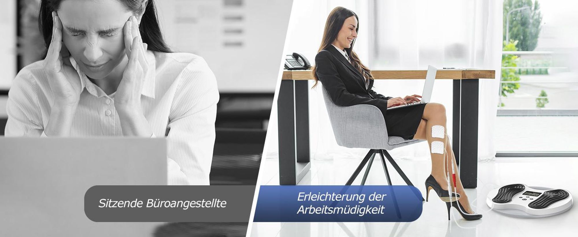 EMS Durchblutungsstimulator Fußmassagegerät | Reizstromgerät gegen Neuropathie & Schwellungen | Inkl. 4 TENS-Pads für Füße & Beine