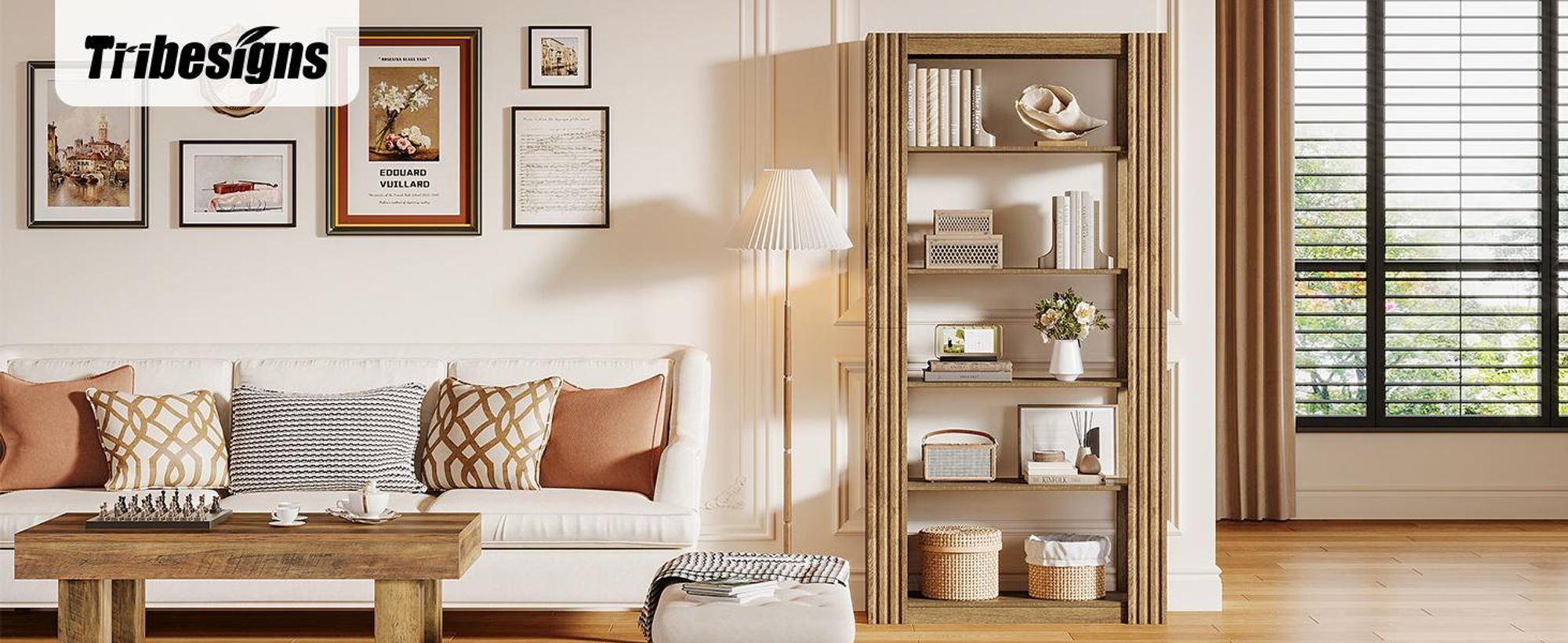 Tribesigns Bücherregal, 180 cm hohes Standregal mit 5 Ebenen, offene Ablagen, Regal für Büro, Wohnzimmer, Schlafzimmer, Arbeitszimmer, rustikales Brau