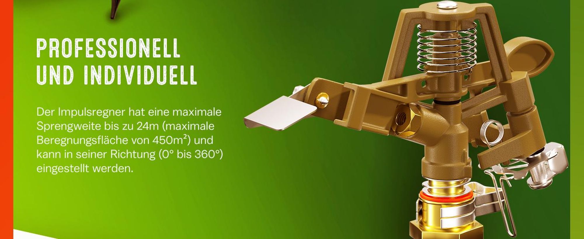 GARDEBRUK® Sprinkler Teleskopstativ Sprengweite bis 24m 360° Sprühaufsatz Impulsregner Rasensprenger Sektorenregner Bewässerungssystem Gartenbewässerung
