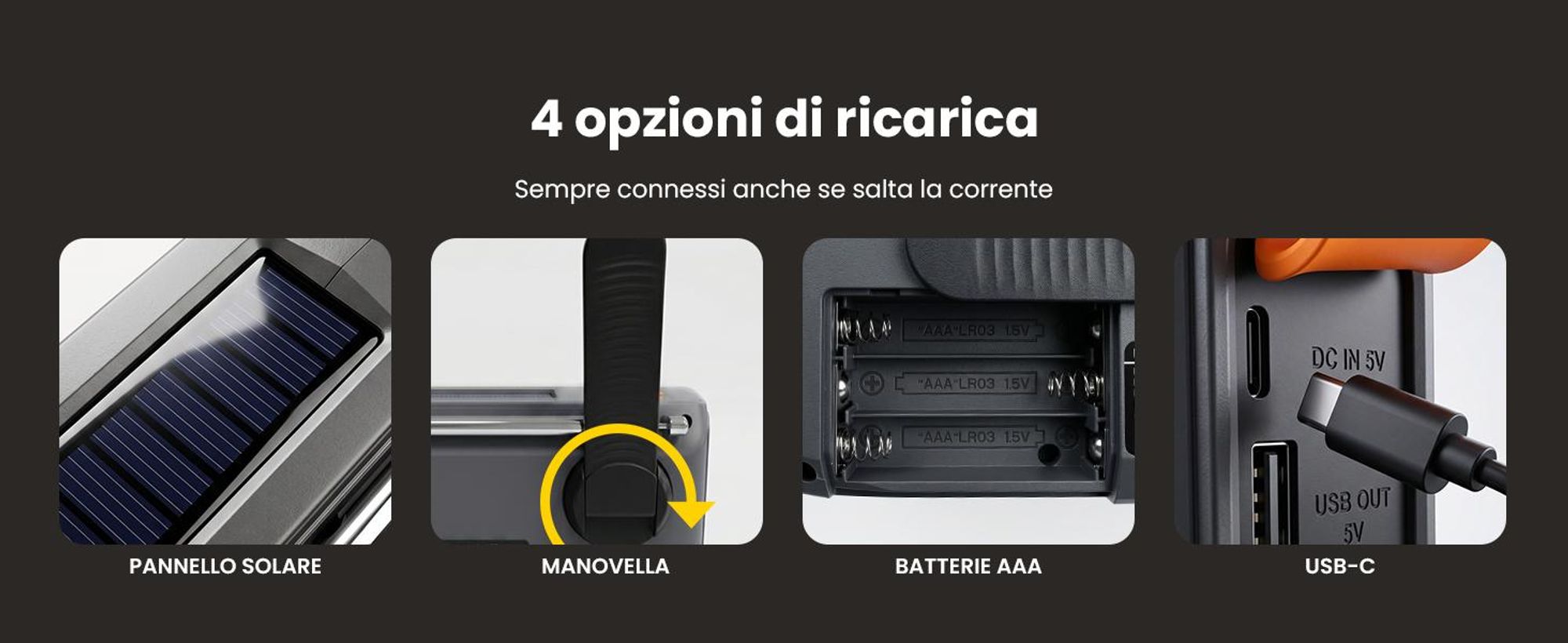 Extralink radio d'emergenza Bluetooth solare a manovella torcia 4000 mAh