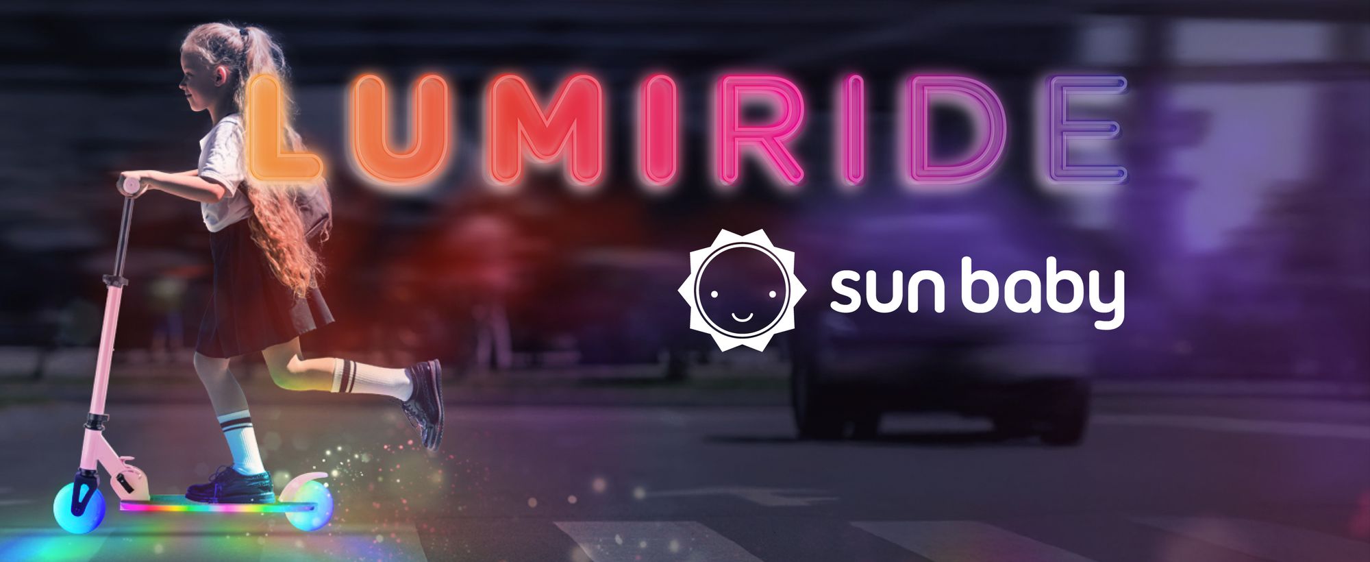 LUMI RIDE Kinder Roller Kinderscooter zweiradscooter mit LED Räder, Hinterbremsen, Höhenverstellbare, bis 50kg belastbar, klappbar blau Sun Baby